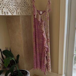 MISA Floral Pink and Cream Maxi Dress